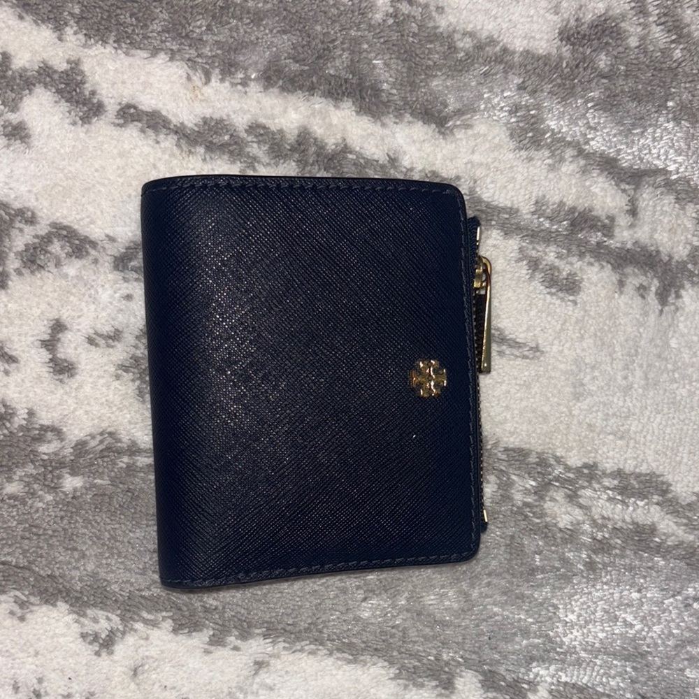 Tory Burch Black Wallet with Gold Accents